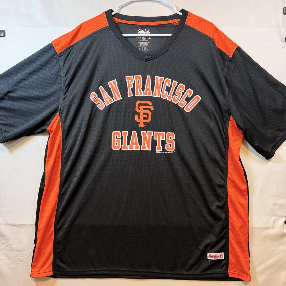 Stitches San Francisco Giants MLB V Neck Athletic Jersey Mens Size 2XL XXL